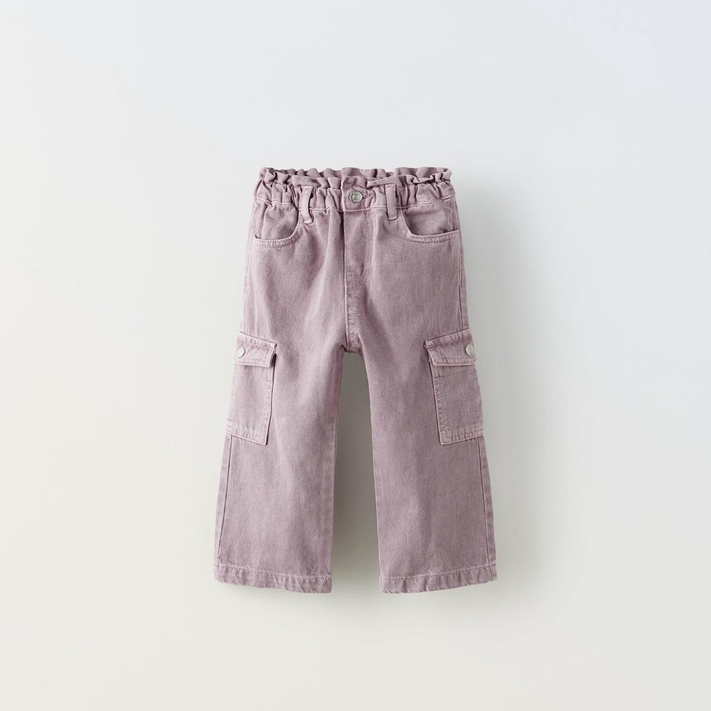 Zara Kids Lavender Elastic Trim Cargo Jeans - Size: 3-4T - Like New!